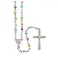  MULTI-COLORED CRYSTAL BEAD ROSARY WITH CLEAR CRYSTAL OUR FATHER BEADS 